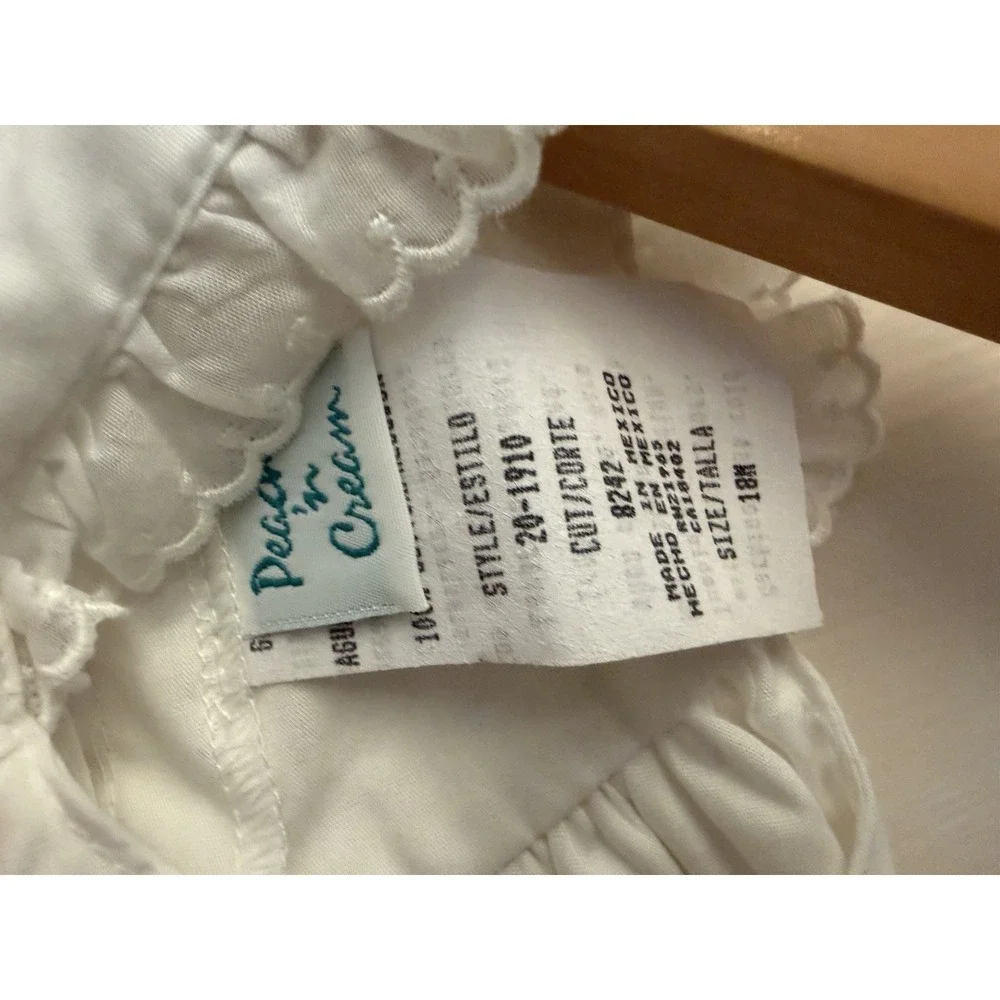 Peaches 'n Cream Baby Girls White Cotton‎ Dress Bloomers Size 18M New $64